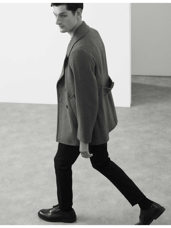 Marks & Spencer Dvojradový kabát s vysokým podielom vlny Marks & Spencer šedá