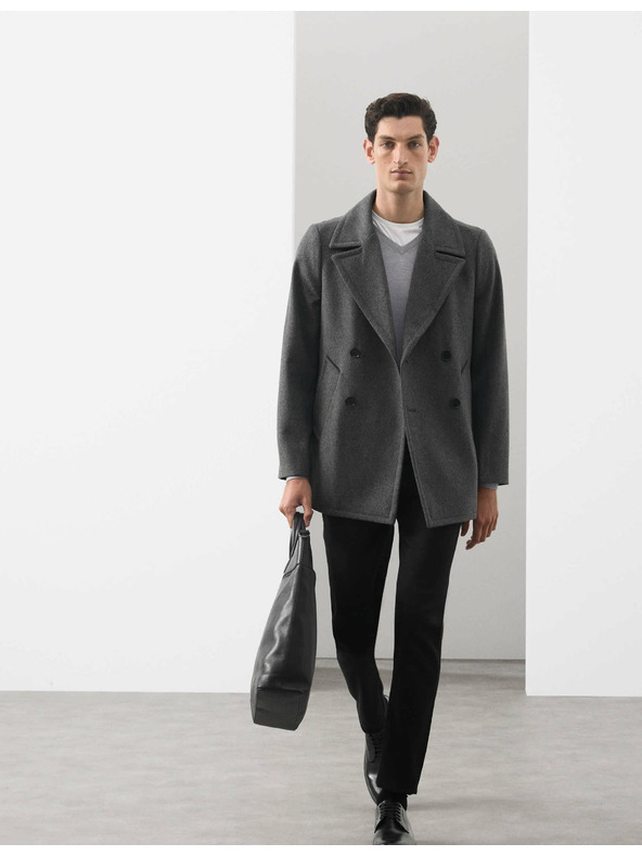 Marks & Spencer Dvojradový kabát s vysokým podielom vlny Marks & Spencer šedá