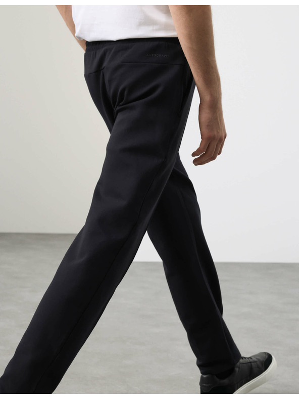 Marks & Spencer Rovné tepláky Pintuck s vysokým podielom bavlny Marks & Spencer čierna