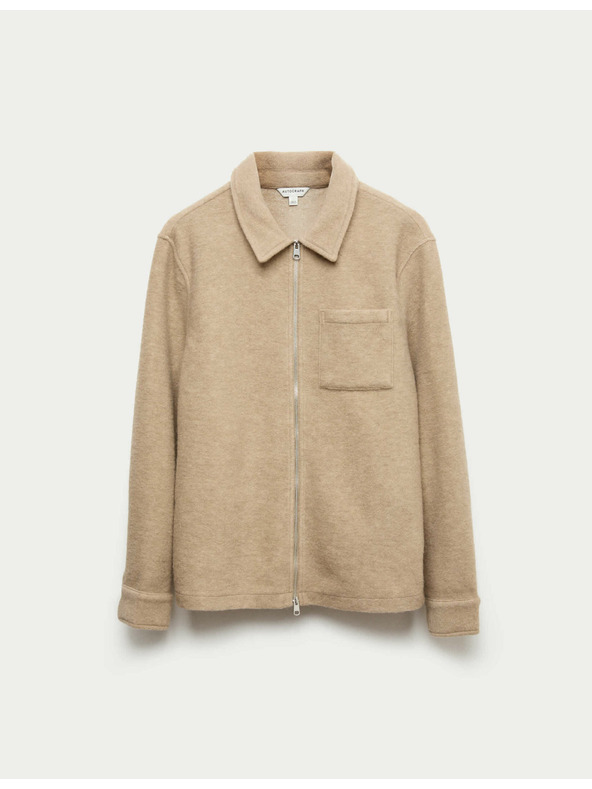 Marks & Spencer Flísová bunda na zips zo zmesi vlny Marks & Spencer béžová