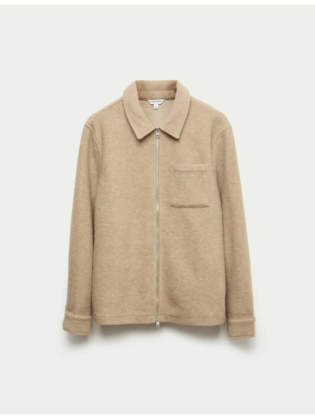 Marks & Spencer Flísová bunda na zips zo zmesi vlny Marks & Spencer béžová