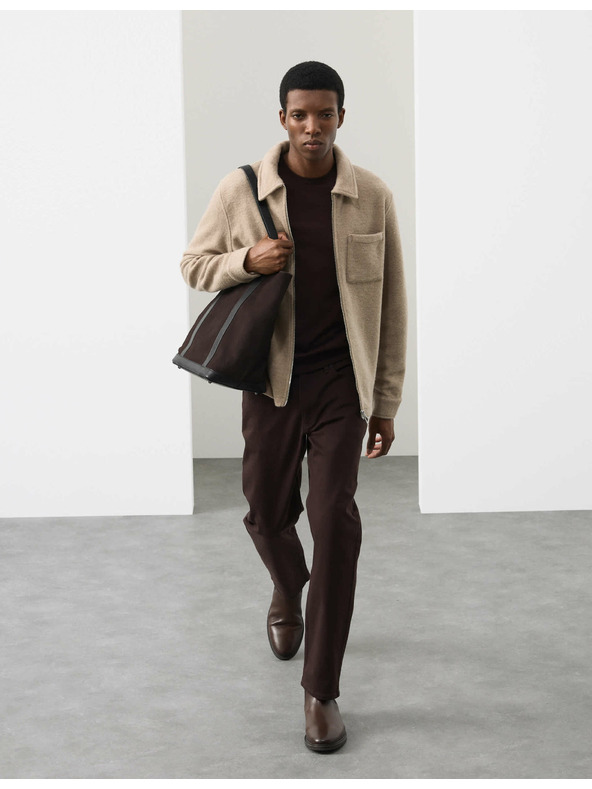 Marks & Spencer Flísová bunda na zips zo zmesi vlny Marks & Spencer béžová