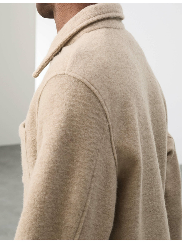 Marks & Spencer Flísová bunda na zips zo zmesi vlny Marks & Spencer béžová