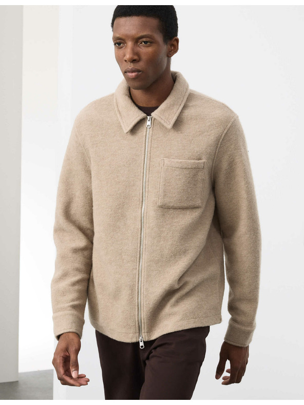 Marks & Spencer Flísová bunda na zips zo zmesi vlny Marks & Spencer béžová