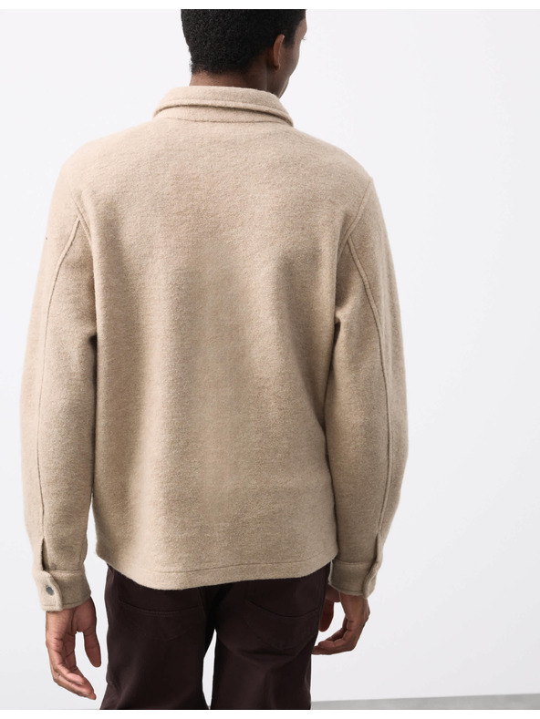 Marks & Spencer Flísová bunda na zips zo zmesi vlny Marks & Spencer béžová