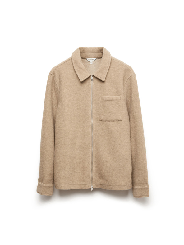 Marks & Spencer Flísová bunda na zips zo zmesi vlny Marks & Spencer béžová