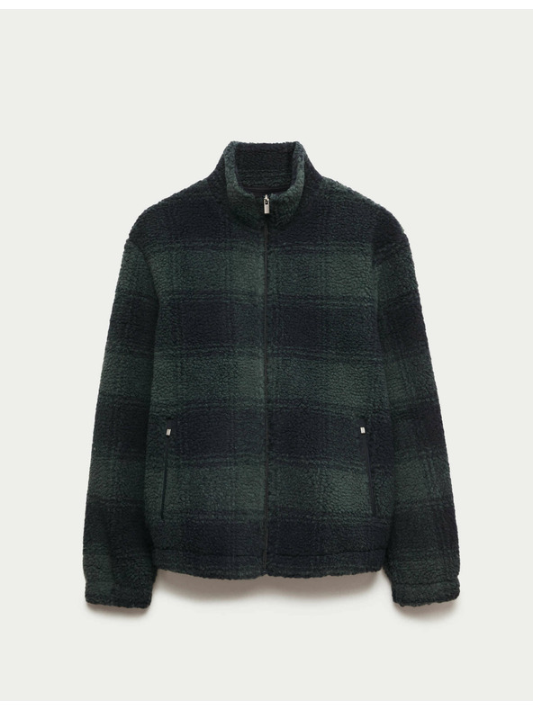 Marks & Spencer Flísová žakárová bunda na zips s kockovaným vzorom Marks & Spencer námorná modrá