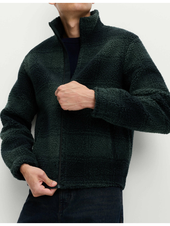 Marks & Spencer Flísová žakárová bunda na zips s kockovaným vzorom Marks & Spencer námorná modrá