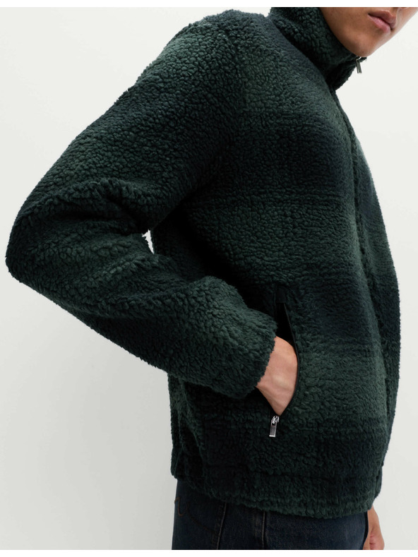 Marks & Spencer Flísová žakárová bunda na zips s kockovaným vzorom Marks & Spencer námorná modrá