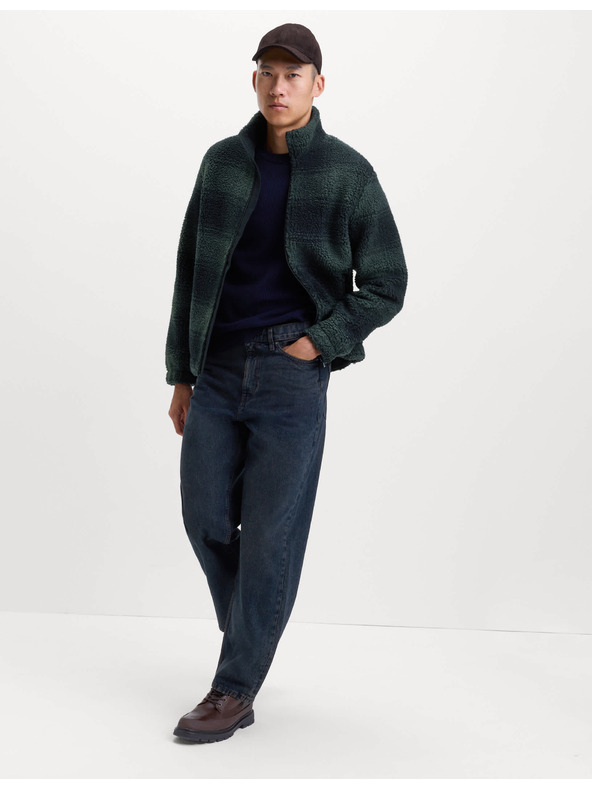 Marks & Spencer Flísová žakárová bunda na zips s kockovaným vzorom Marks & Spencer námorná modrá