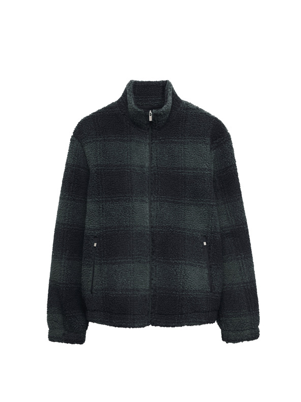 Marks & Spencer Flísová žakárová bunda na zips s kockovaným vzorom Marks & Spencer námorná modrá