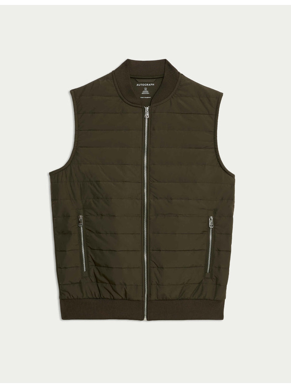 Marks & Spencer Prešívaná vesta so zapínaním na zips s technológiou Stormwear™ a s vysokým podielom bavlny Marks & Spencer zelená