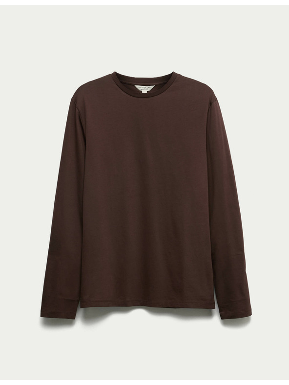 Marks & Spencer Tričko z čistej bavlny Supima® s dlhým rukávom Marks & Spencer hnedá
