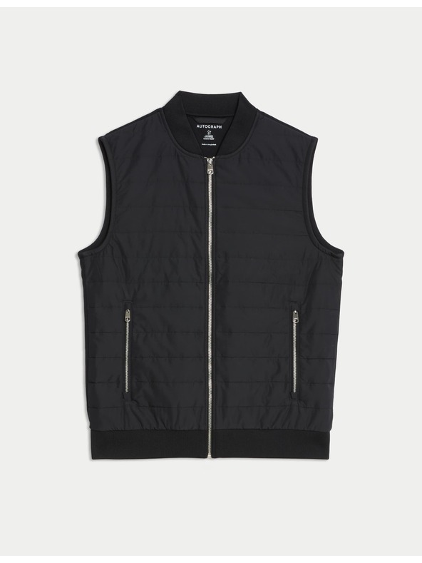 Marks & Spencer Prešívaná vesta so zapínaním na zips s technológiou Stormwear™ a s vysokým podielom bavlny Marks & Spencer čierna