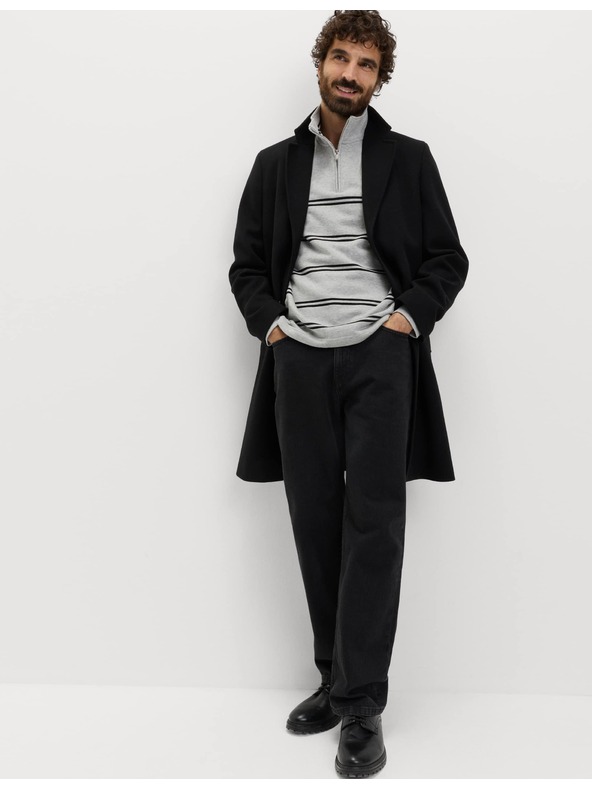 Marks & Spencer Pruhovaná mikina na zips pri krku, z čistej bavlny Marks & Spencer sivá