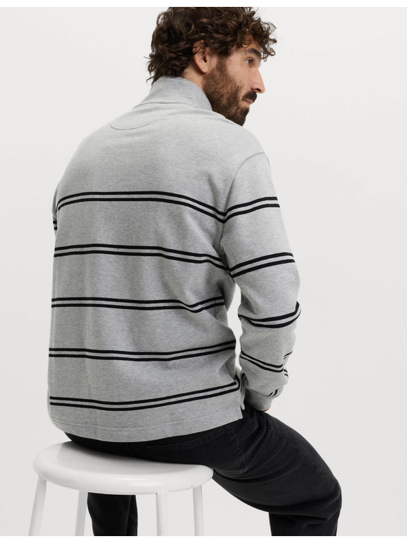 Marks & Spencer Pruhovaná mikina na zips pri krku, z čistej bavlny Marks & Spencer sivá