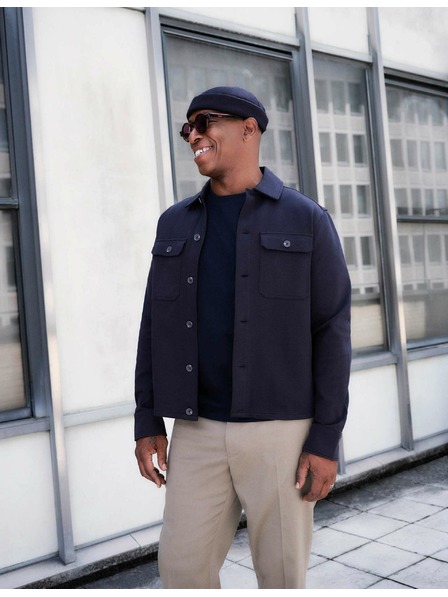 Marks & Spencer Bundokošeľa s vysokým podielom bavlny a motívom rybej kosti Marks & Spencer námorná modrá