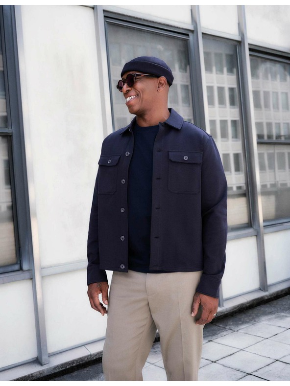 Marks & Spencer Bundokošeľa s vysokým podielom bavlny a motívom rybej kosti Marks & Spencer námorná modrá