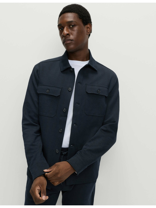 Marks & Spencer Bundokošeľa s vysokým podielom bavlny a motívom rybej kosti Marks & Spencer námorná modrá