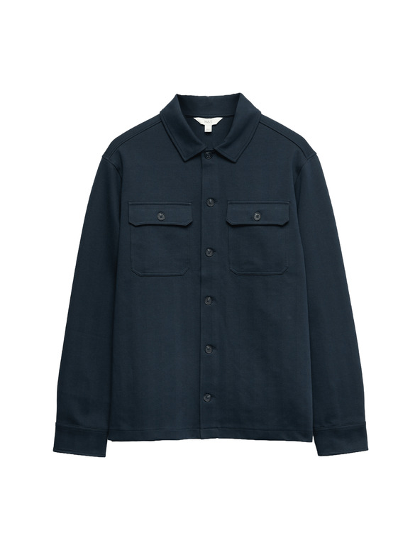 Marks & Spencer Bundokošeľa s vysokým podielom bavlny a motívom rybej kosti Marks & Spencer námorná modrá