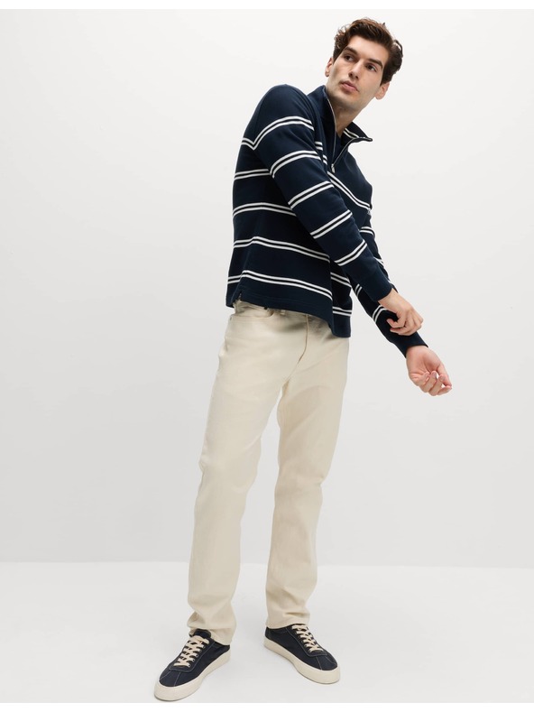 Marks & Spencer Pruhovaná mikina na zips pri krku, z čistej bavlny Marks & Spencer námorná modrá