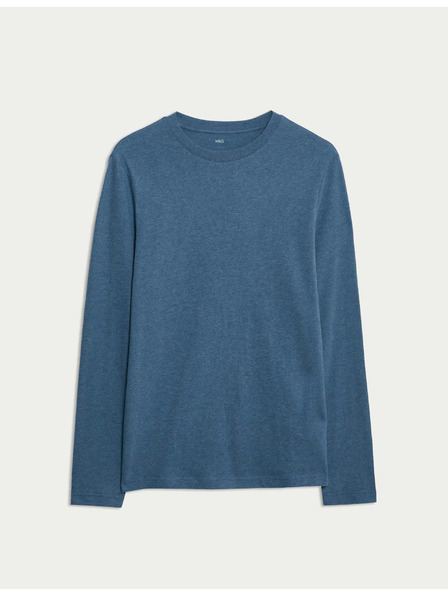 Marks & Spencer Čisto bavlnené tričko s dlhým rukávom, mäkké na dotyk Marks & Spencer modrá