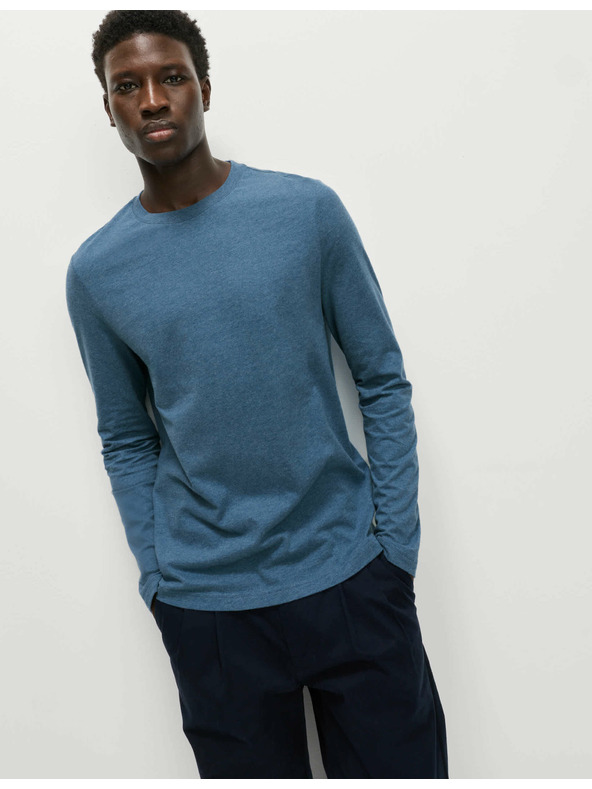Marks & Spencer Čisto bavlnené tričko s dlhým rukávom, mäkké na dotyk Marks & Spencer modrá