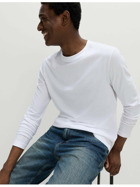 Marks & Spencer Čisto bavlnené tričko s dlhým rukávom, mäkké na dotyk Marks & Spencer biela