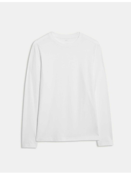Marks & Spencer Čisto bavlnené tričko s dlhým rukávom, mäkké na dotyk Marks & Spencer biela