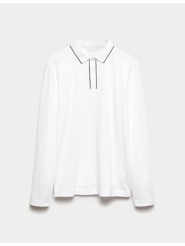 Marks & Spencer Polokošeľa s dlhým rukávom, zo zmesi bavlny Marks & Spencer biela