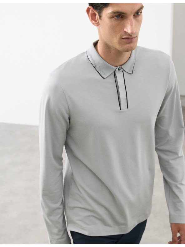 Marks & Spencer Polokošeľa s dlhým rukávom, zo zmesi bavlny Marks & Spencer sivá