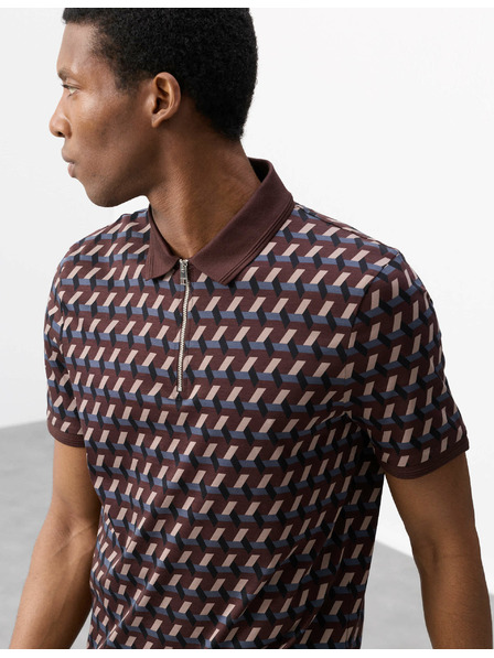 Marks & Spencer Polokošeľa s geometrickým potlačou, z čistej bavlny Supima® Marks & Spencer hnedá