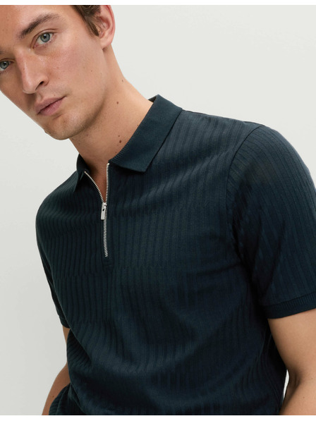 Marks & Spencer Žakárová polokošeľa s vysokým podielom bavlny a zipsom Marks & Spencer námorná modrá