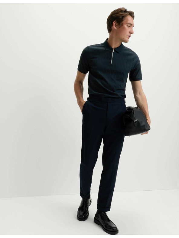 Marks & Spencer Žakárová polokošeľa s vysokým podielom bavlny a zipsom Marks & Spencer námorná modrá