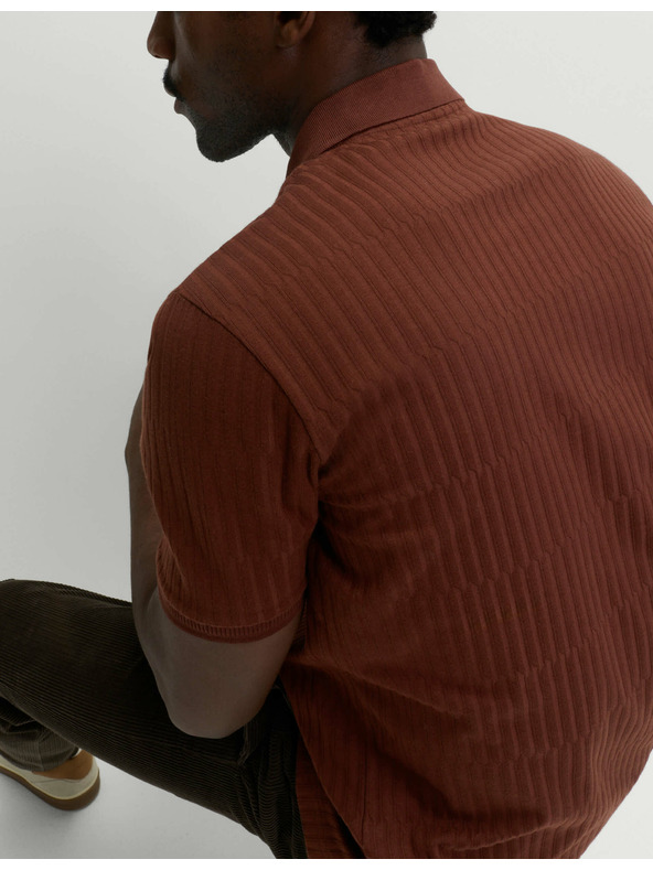 Marks & Spencer Žakárová polokošeľa s vysokým podielom bavlny a zipsom Marks & Spencer hnedá