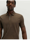 Marks & Spencer Žakárová polokošeľa s vysokým podielom bavlny a zipsom Marks & Spencer hnedá