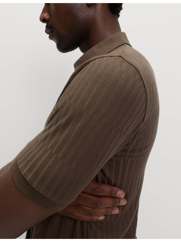 Marks & Spencer Žakárová polokošeľa s vysokým podielom bavlny a zipsom Marks & Spencer hnedá