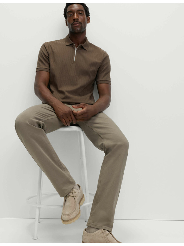 Marks & Spencer Žakárová polokošeľa s vysokým podielom bavlny a zipsom Marks & Spencer hnedá