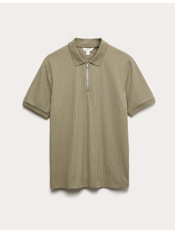 Marks & Spencer Žakárová polokošeľa s vysokým podielom bavlny a zipsom Marks & Spencer zelená