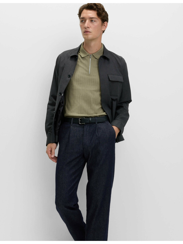 Marks & Spencer Žakárová polokošeľa s vysokým podielom bavlny a zipsom Marks & Spencer zelená