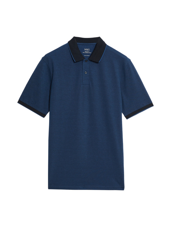 Marks & Spencer Polokošeľa Pique so zvýraznenými okrajmi The Ultimate Marks & Spencer modrá