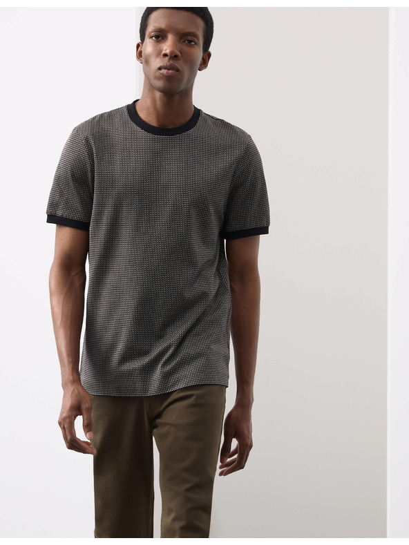 Marks & Spencer Žakárové tričko z čistej bavlny Marks & Spencer čierna