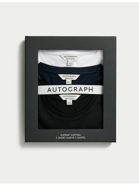 Marks & Spencer Tričko z čistej bavlny Supima®, 3 ks Marks & Spencer námorná modrá