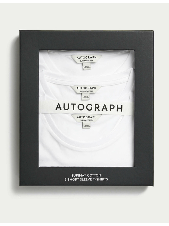 Marks & Spencer Tričko z čistej bavlny Supima®, 3 ks Marks & Spencer biela