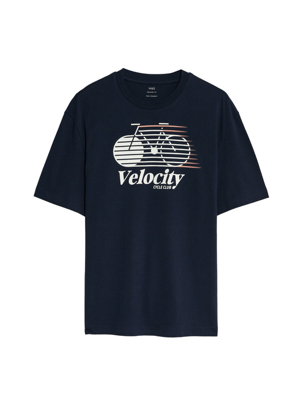 Marks & Spencer Tričko z čistej bavlny s cyklistickým motívom Marks & Spencer námorná modrá