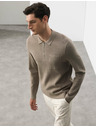 Marks & Spencer Polokošeľa Milano Knit s voľným zipsom Marks & Spencer hnedá