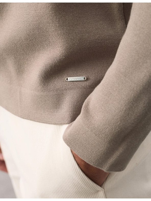 Marks & Spencer Polokošeľa Milano Knit s voľným zipsom Marks & Spencer hnedá