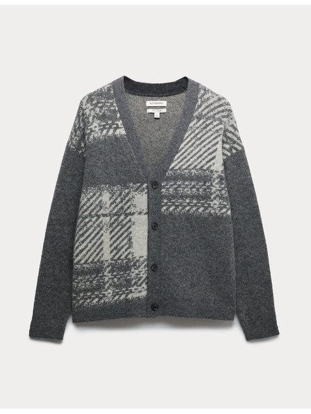 Marks & Spencer Kockovaný kardigán s vysokým podielom vlny merino a mohérom Marks & Spencer sivá
