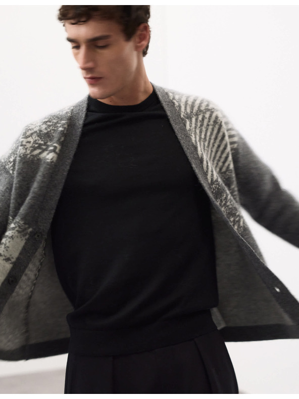 Marks & Spencer Kockovaný kardigán s vysokým podielom vlny merino a mohérom Marks & Spencer sivá