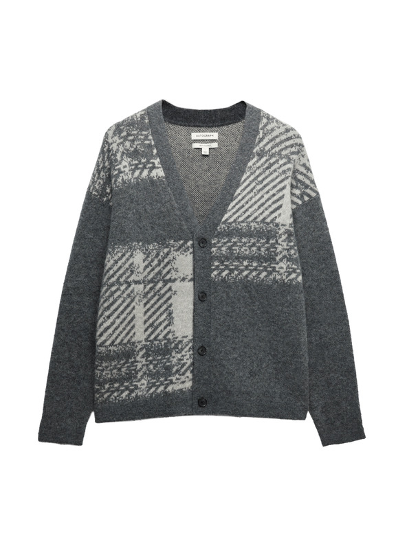 Marks & Spencer Kockovaný kardigán s vysokým podielom vlny merino a mohérom Marks & Spencer sivá